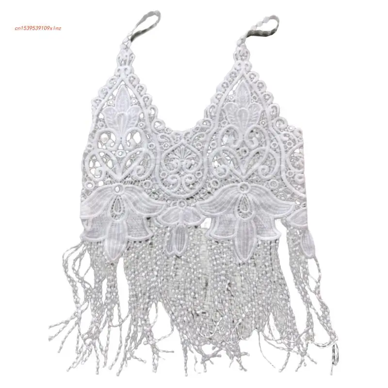

Beachwear Cami Vest Womens Hollow Crochet Floral Lace Tassel Sleeveless Crop Top