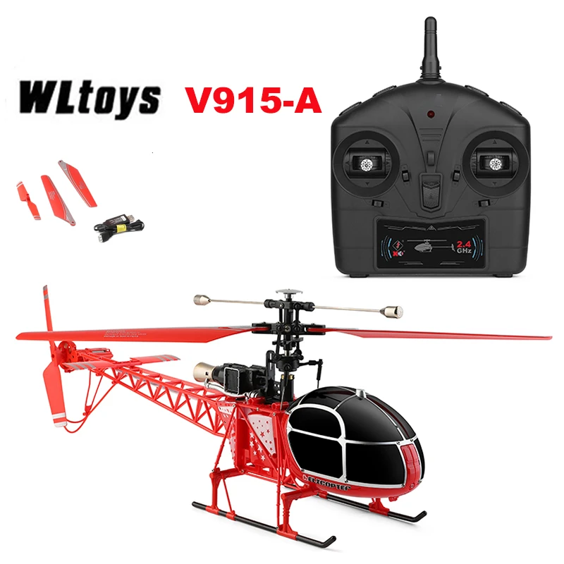 Wltoys XK V915-A RC Helicopter RTF 2.4G 4CH Double Brush Motor Fixed Height Outdoor Aircraft Hobby Professional Drone Adult Gift