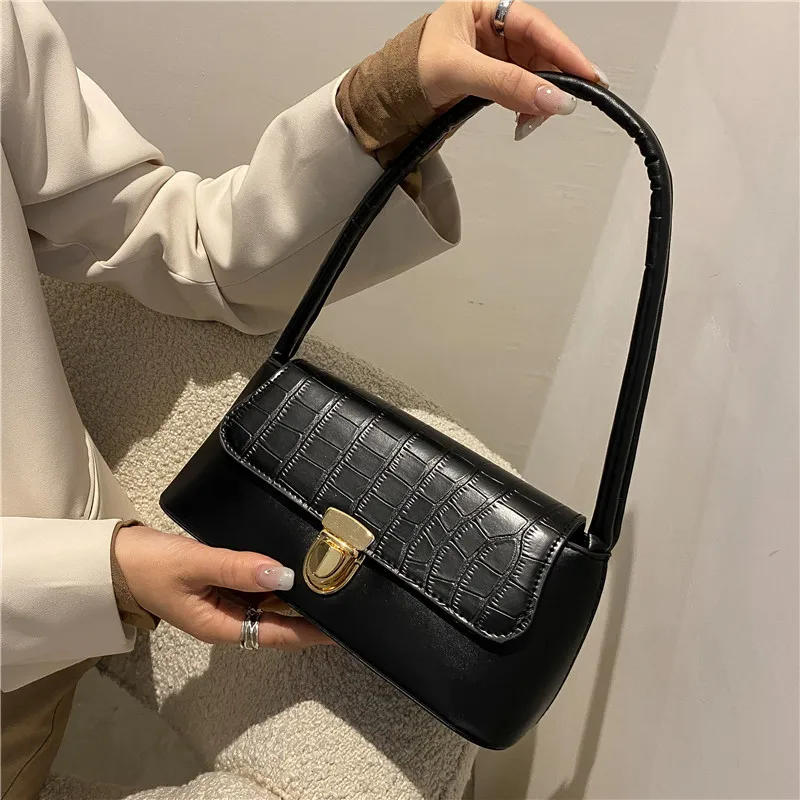 

Hot Fashion Crocodile Pattern Bags PU Leather Shoulder Bags for Women 2022 New Elegant Design Luxury Hand Bag Female Travel