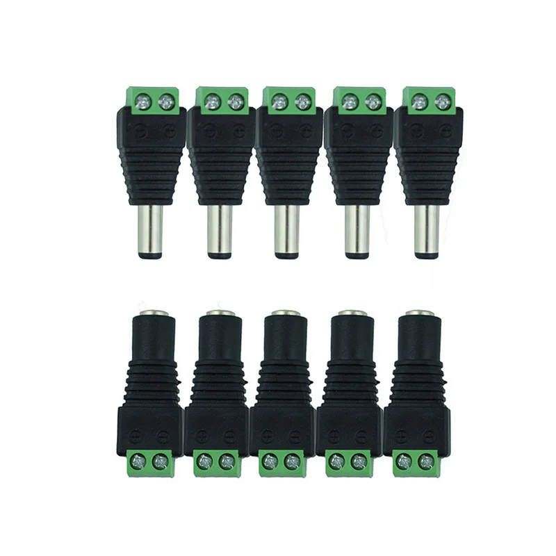 

5 Sets 10 Pieces Female Male 2.1mm x 5.5mm DC Power Plug Adapter Female Jack Adapter Connector Male Plug Socket