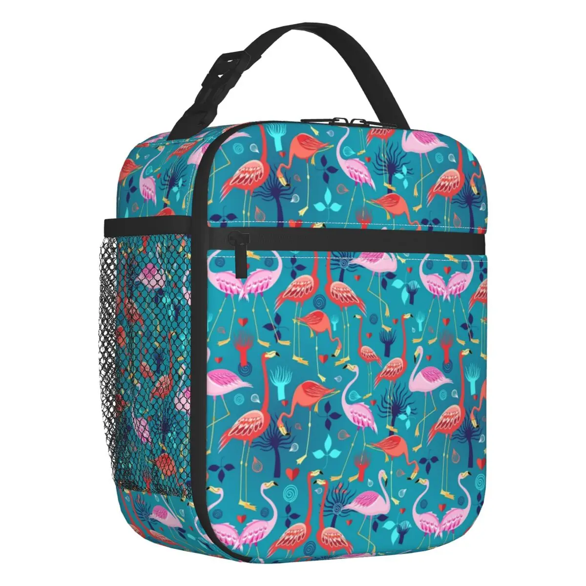 Beautiful Pattern Lovers Flamingo Insulated Lunch Tote Bag for Women Resuable Cooler Thermal Food Lunch Box Work School Travel