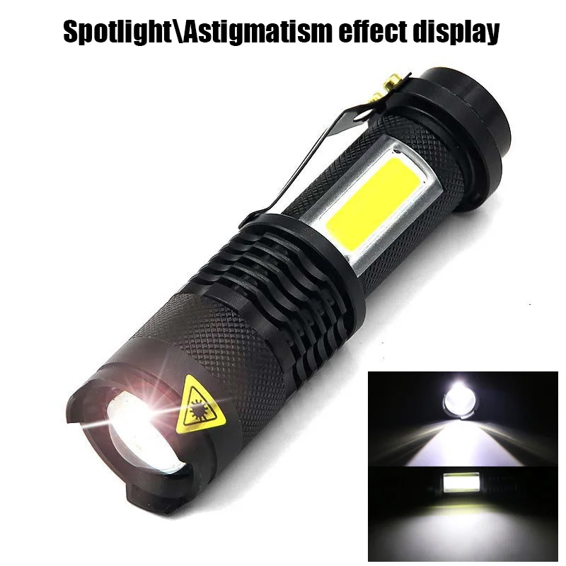 Built In Battery XP-G Q5 Zoom Focus Mini Led Flashlight Torch Lamp Lantern 2000 Lumen Adjustable Penlight Waterproof T6 Light