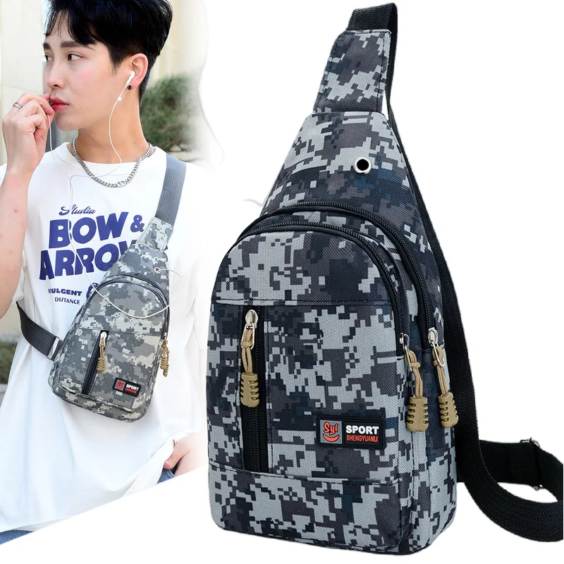 

Men's Trendy Chest Bag Camouflage Shoulder Bag Messenger Bag Fashion Versatile Chest Bag Portable Headphones Mobile Phone Bag