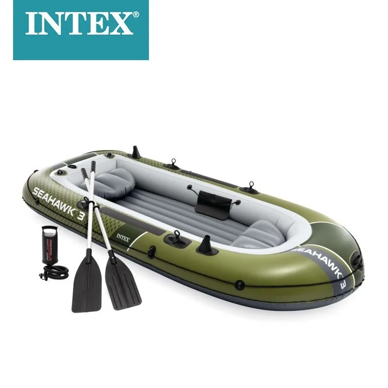 Фото Надувная лодка Intex 66333 SEAHAWK 3 BOAT SET (резиновое каноэ) для рыбалки и гребли, в продаже №1