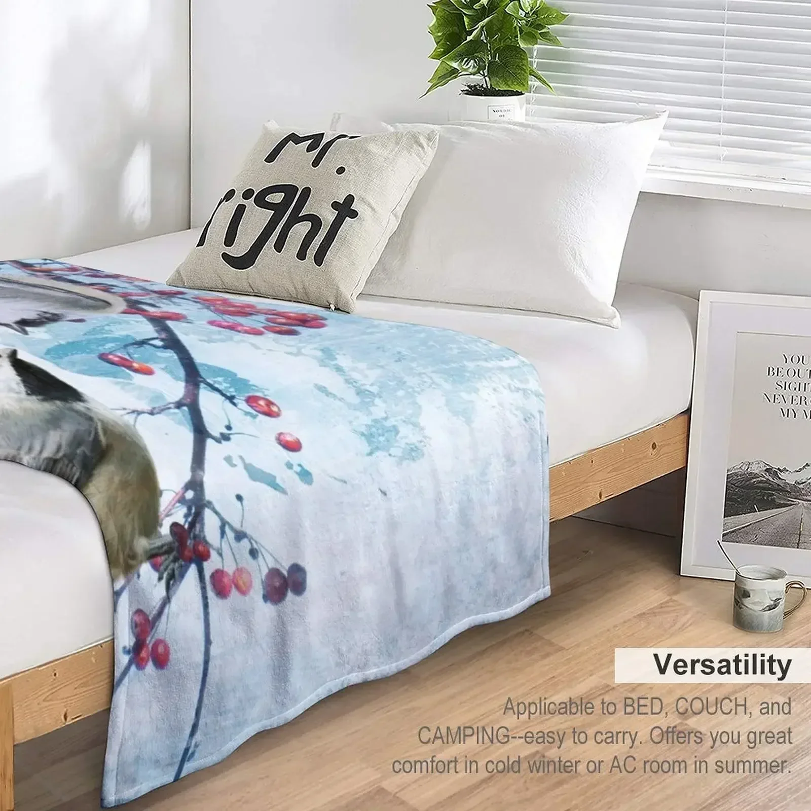 Chickadee Red Berry Modern Country Farmhouse Art A630 Плед Гигантский диван тяжелый для сна Мягкие