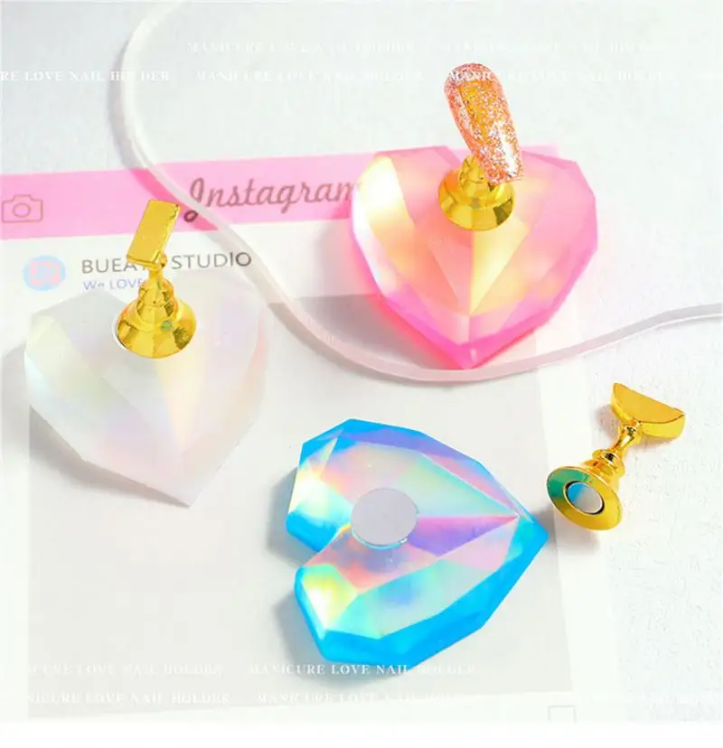 

5pcs Crystal Nail Art Practice Display Stand Checkerboard False Nail Holder UV Gel Polish Showing Shelf DIY Manicure Tools