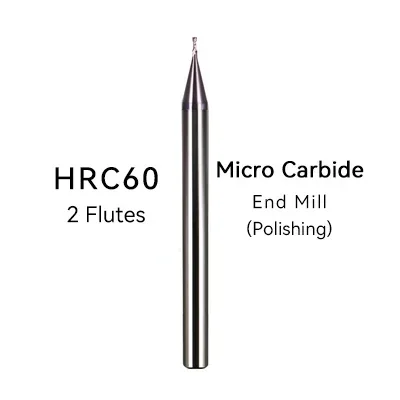 

HRC60 HRC55 Концевая фреза из микрокарбида, 2 канавки, 0,2-0,9 мм, TiAIN, микроплоский хвостовик 4 мм, фрезерный карбид Micro, гравировка с ЧПУ