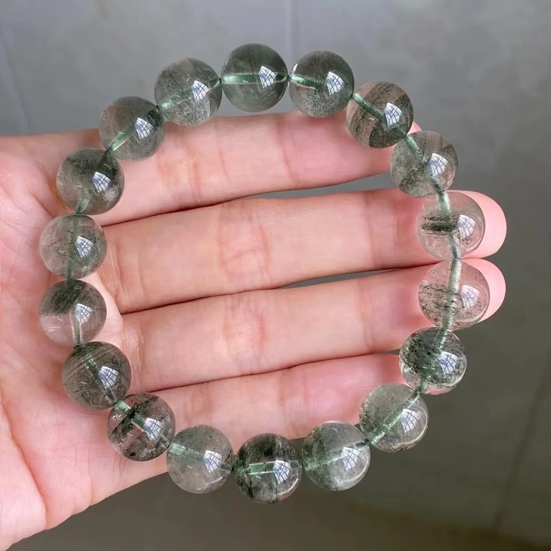

11mm Natural Green Phantom Quartz Bracelet Jewelry For Woman Man Healing Crystal Clear Beads Beauty Gemstone Stone Strands AAAAA