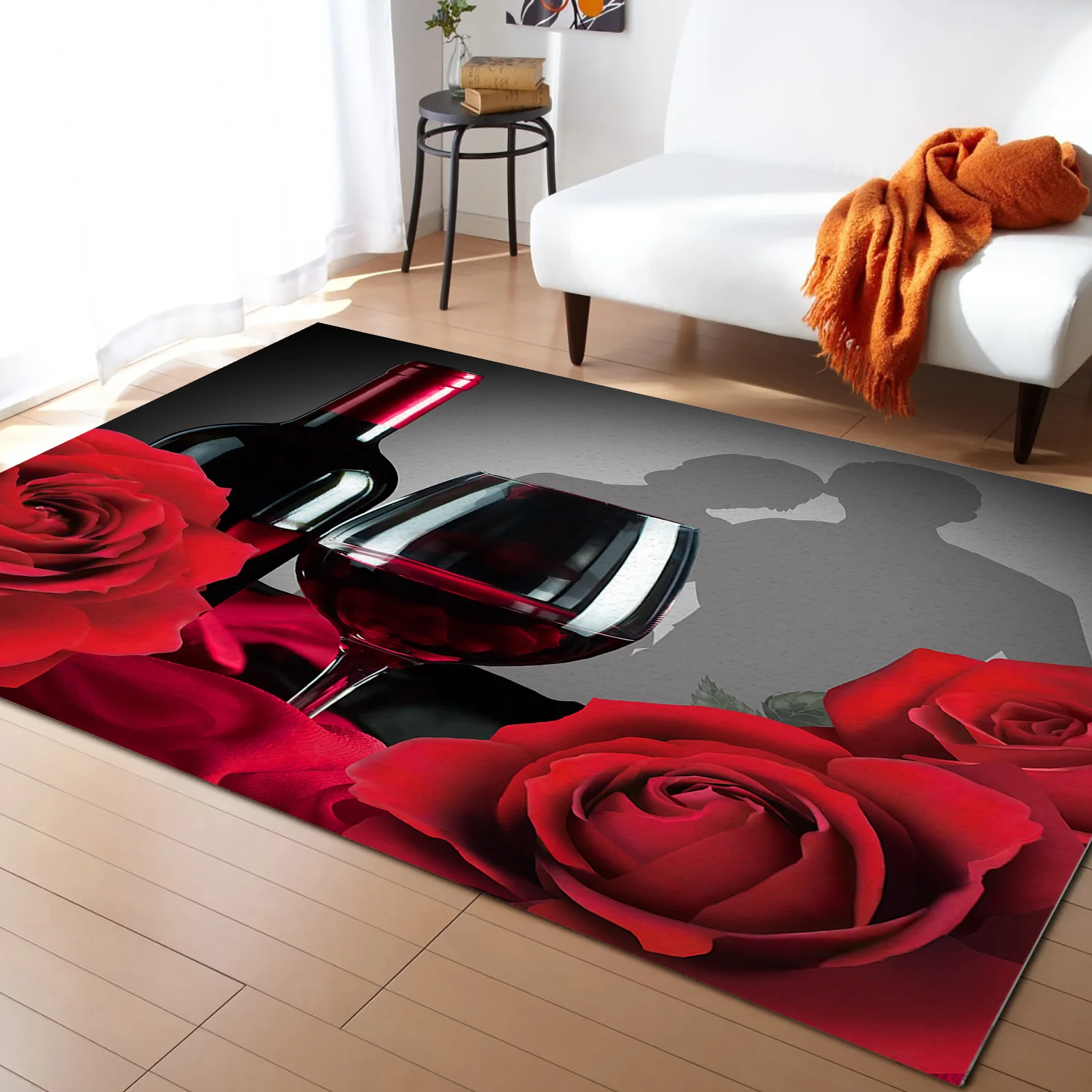 Ковры в виде красного вина с розами на День святого Валентина Домашние коврики