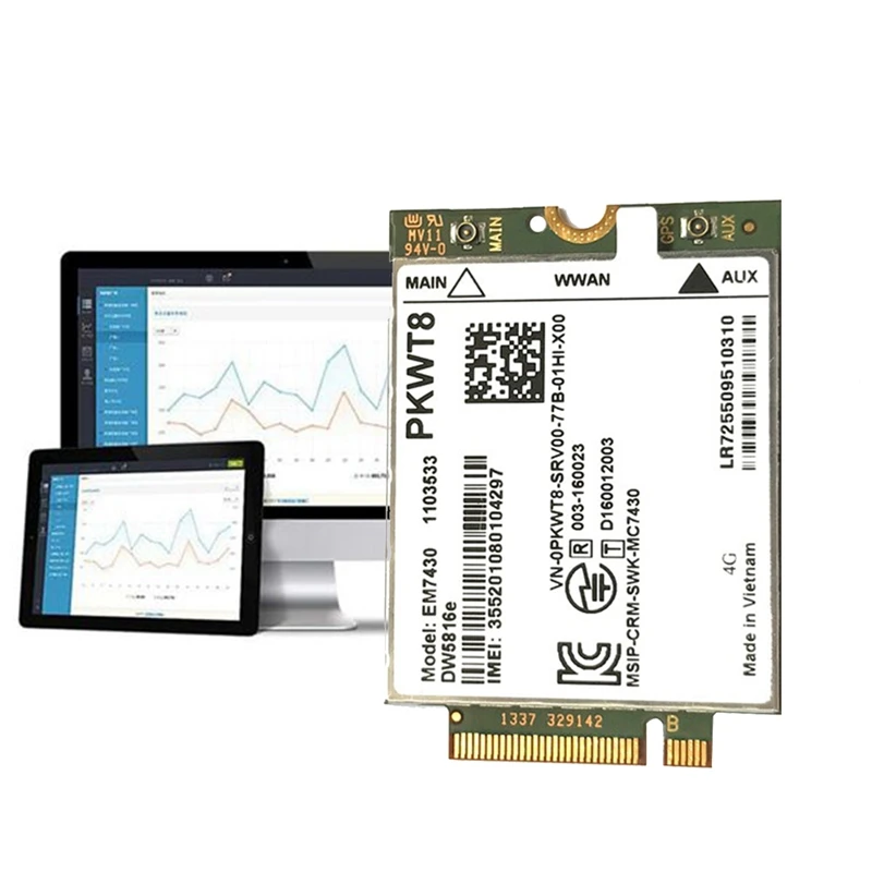 EM7430 DW5816E Модуль 4G LTE + 2 антенны GOBI6000 Запчасти для Dell Latitude 7280 7285 7290 7389 7390 7480 7490 E7470 Cat6