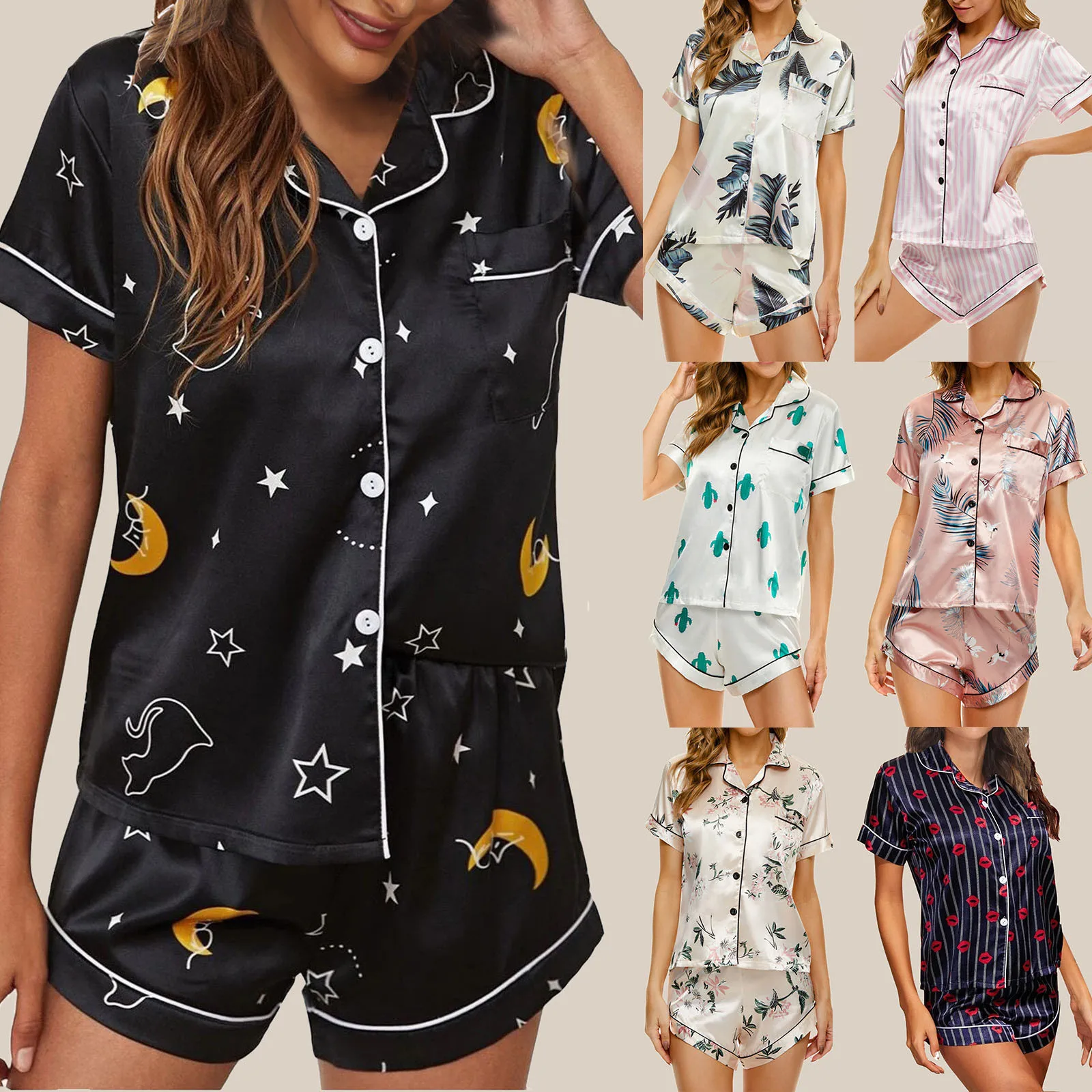 

Womens Pajamas Homewear Set Short Sleeve Shorts Pajamas Set Short Pajamas for Women