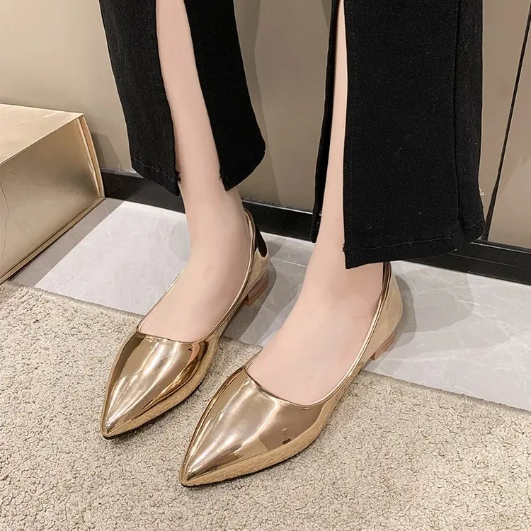 

Женская обувь Новинка весна-осень 2023 туфли с острым носком на плоской подошве повседневные однотонные элегантные туфли без шнуровки на низком каблуке