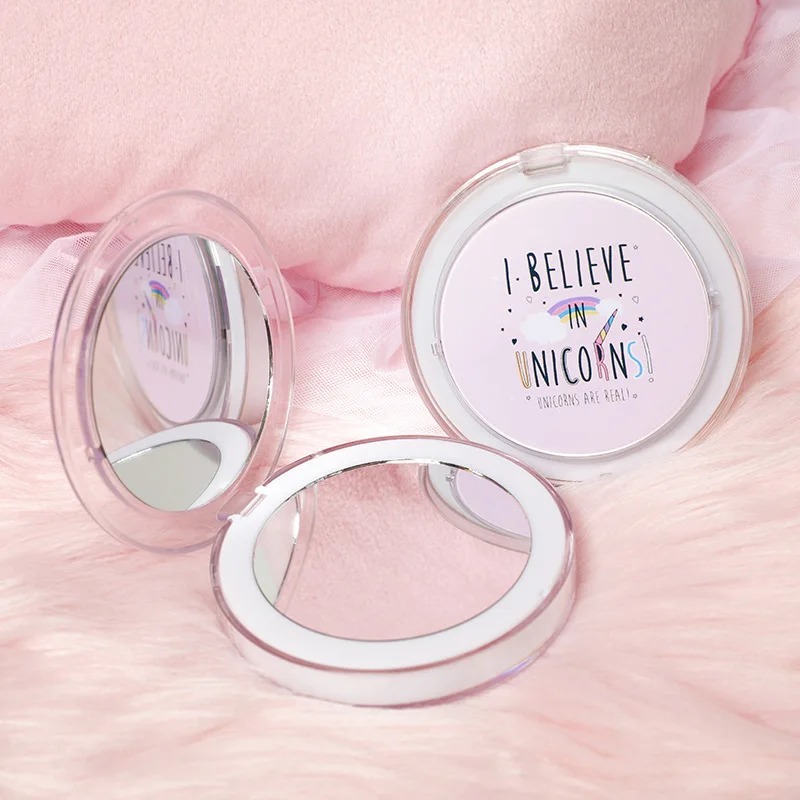 

FEN40 LED Mini Makeup Mirror Hand Held Fold Small Portable Micro USB Connect Cable Chargeableable Cosmetic Mirror Makeup Tool