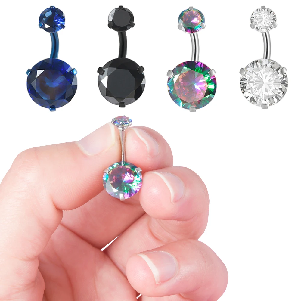 

1PC 361L Surgical Steel 14G Belly Button Rings Zirconia Navel Barbell Stud Body Piercing Belly Rings Navel Piercing Jewelry