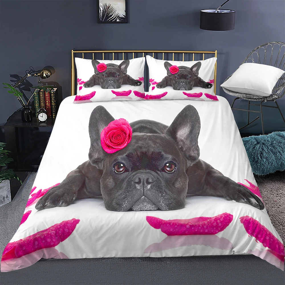 

Комплект постельного белья 3D постельные принадлежности, рисунок с животными, двойное, односпальное, с симпатичной собакой, пододеяльник, на...