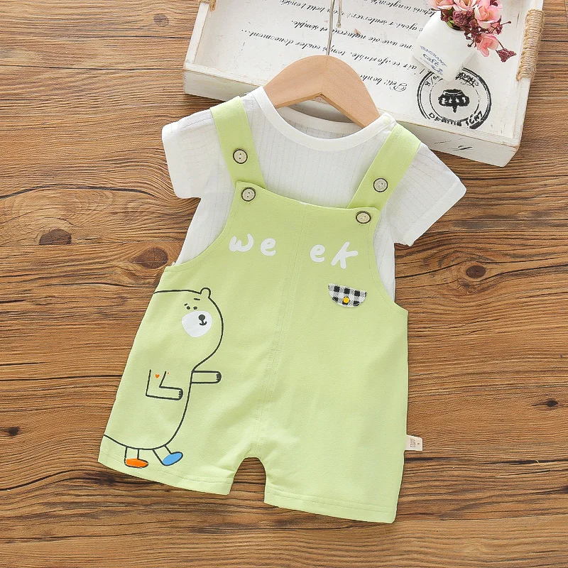 

New Newborn Baby Girls Boys Clothing Suit For summer Grils Cute Cartoon Outfits T-shirt+Overalls Baby Clothing Set 0-2 Year
