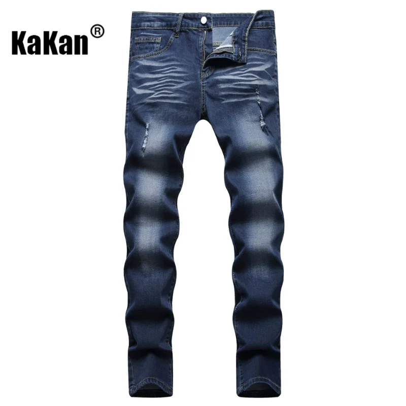 Kakan - New European and American Motorcycle Printed Tie Dyed Jeans for Men, Street Trend Elastic Straight Leg Long Jeans K53-2