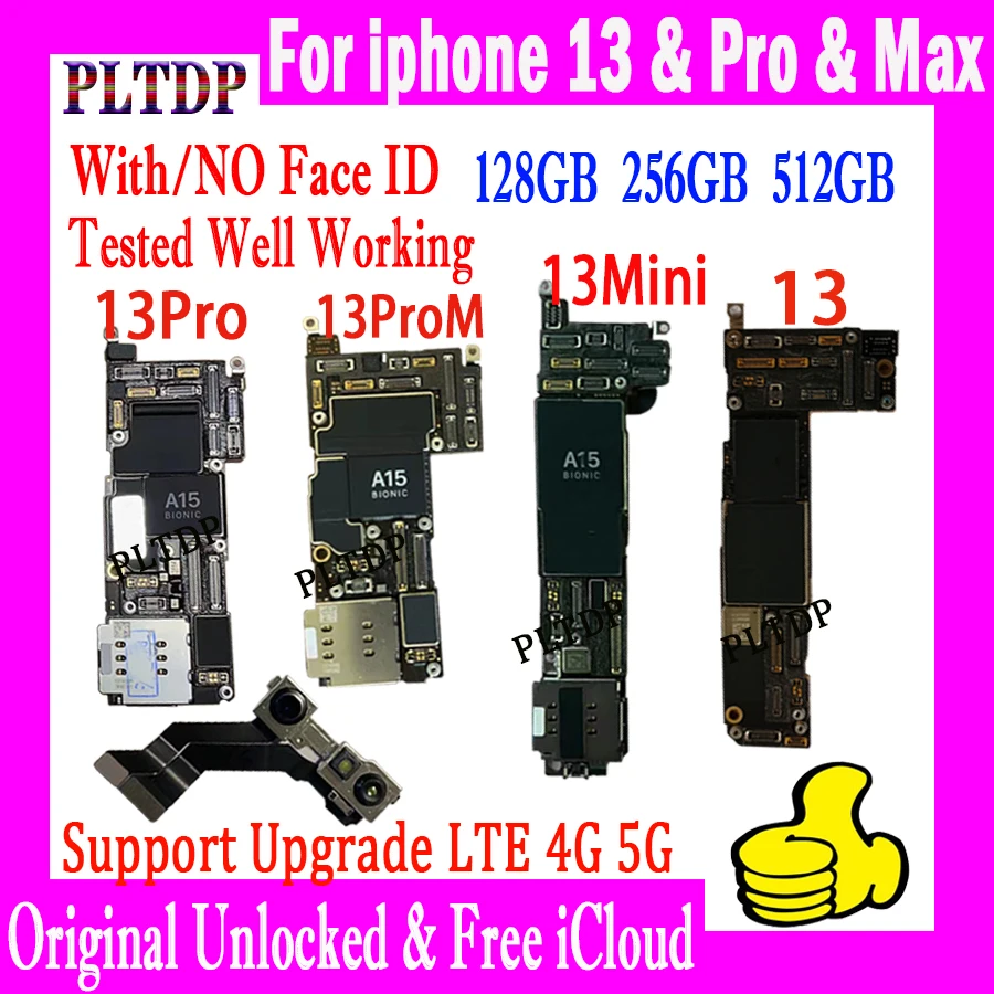 

Оригинальная материнская плата для iPhone 13 Pro Max, без распознавания лица, 128 ГБ, 256 ГБ, материнская плата с поддержкой обновления, Детская логиче...