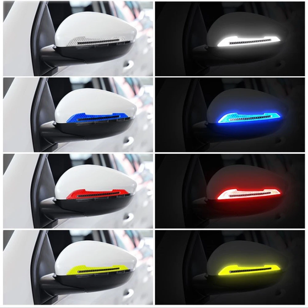

2pcs Reflective Carbon Fiber Side Mirror Warning Molding Trim Car Accessories Reflective Rearview Mirror Warning Sticker