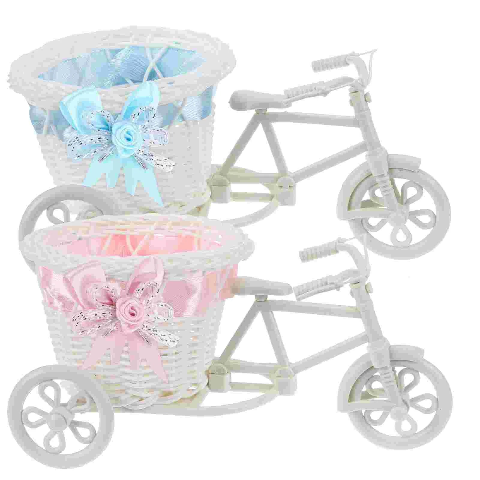 

Flower Basket Mini Rattan Decoration Wedding Stand Packing Gift Flowers Shower Baby Decorative Baskets Pen Planter Pot Tricycle