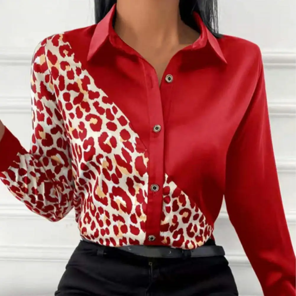 

Модная женская рубашка в деловом стиле, осенняя блузка контрастных цветов, свободная женская рубашка с отложным воротником, женская одежда