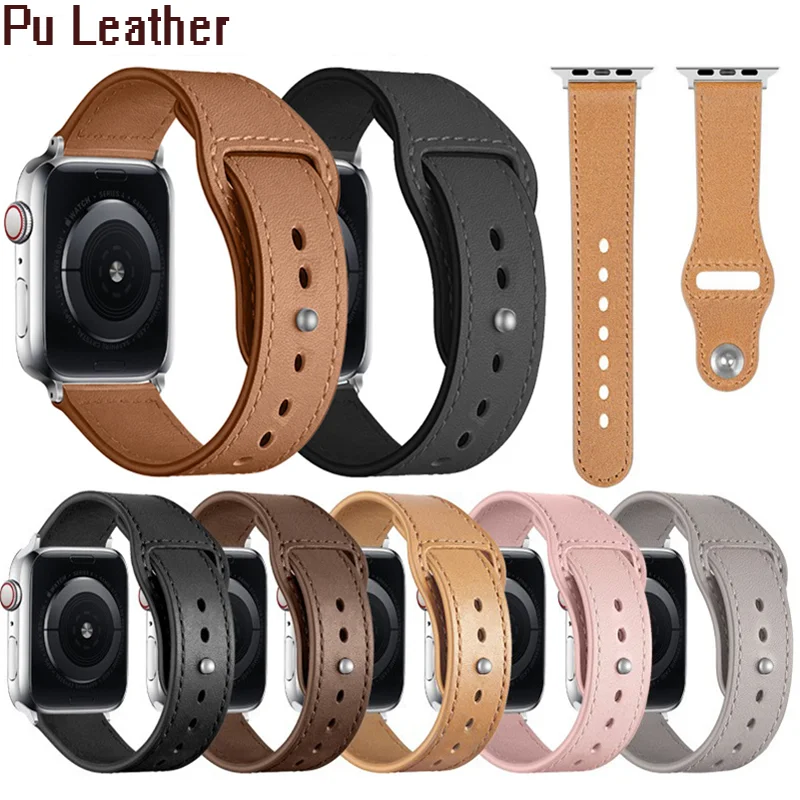 

Leather For Apple watch band 44mm 49mm 45mm 42mm 41mm 40mm 38mm Accessories correa bracelet iWatch series 3 6 SE 7 8 ultra strap