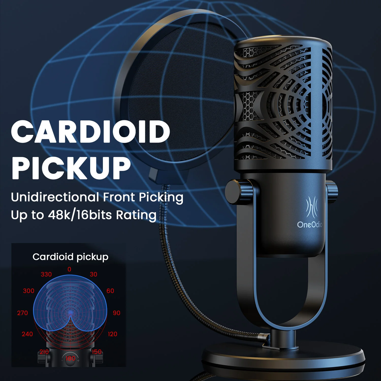 Конденсаторный микрофон Oneodio FM1 профессиональный студийный потоковый с