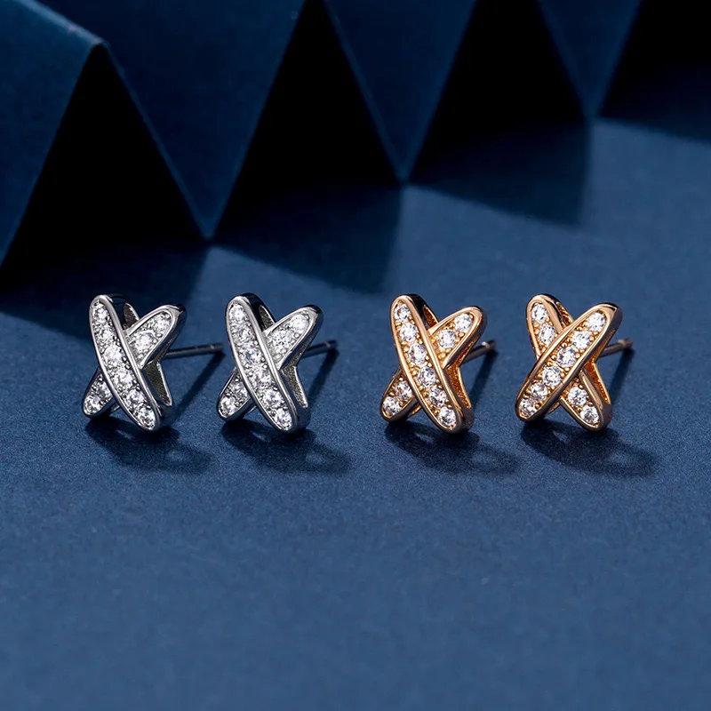 

Женские серьги X-образной формы из серебра 925 пробы