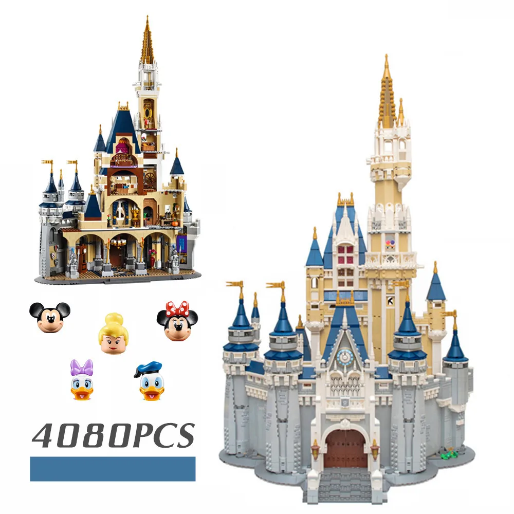 

Disney 4080PCS 5 Figures Princess City Castle Friends House Idea Mickey Fit 71040 Building Block Brick Kid Toy Gift 16008