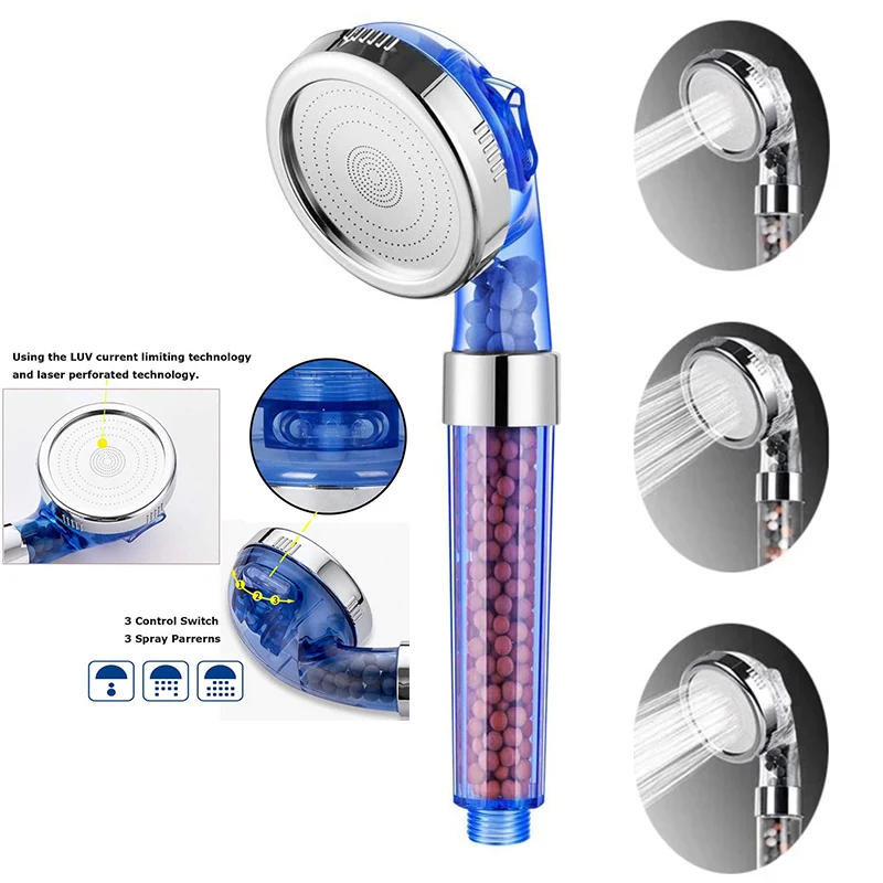 

Bathroom Faucet Bathtubs Shower Head High Pressure 3 Modes Adjustable Negative Ion Filtration Shower Head ABS Accessories Sets