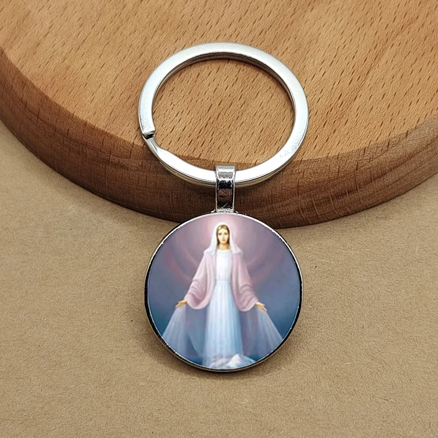 Стеклянный брелок для ключей с изображением Богородицы Иисуса аксессуары Европы