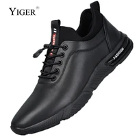 yiger mens casual shoes genuine leather outdoor sports shoes comfortable casual mens shoes 2022 new black leisure shoes
