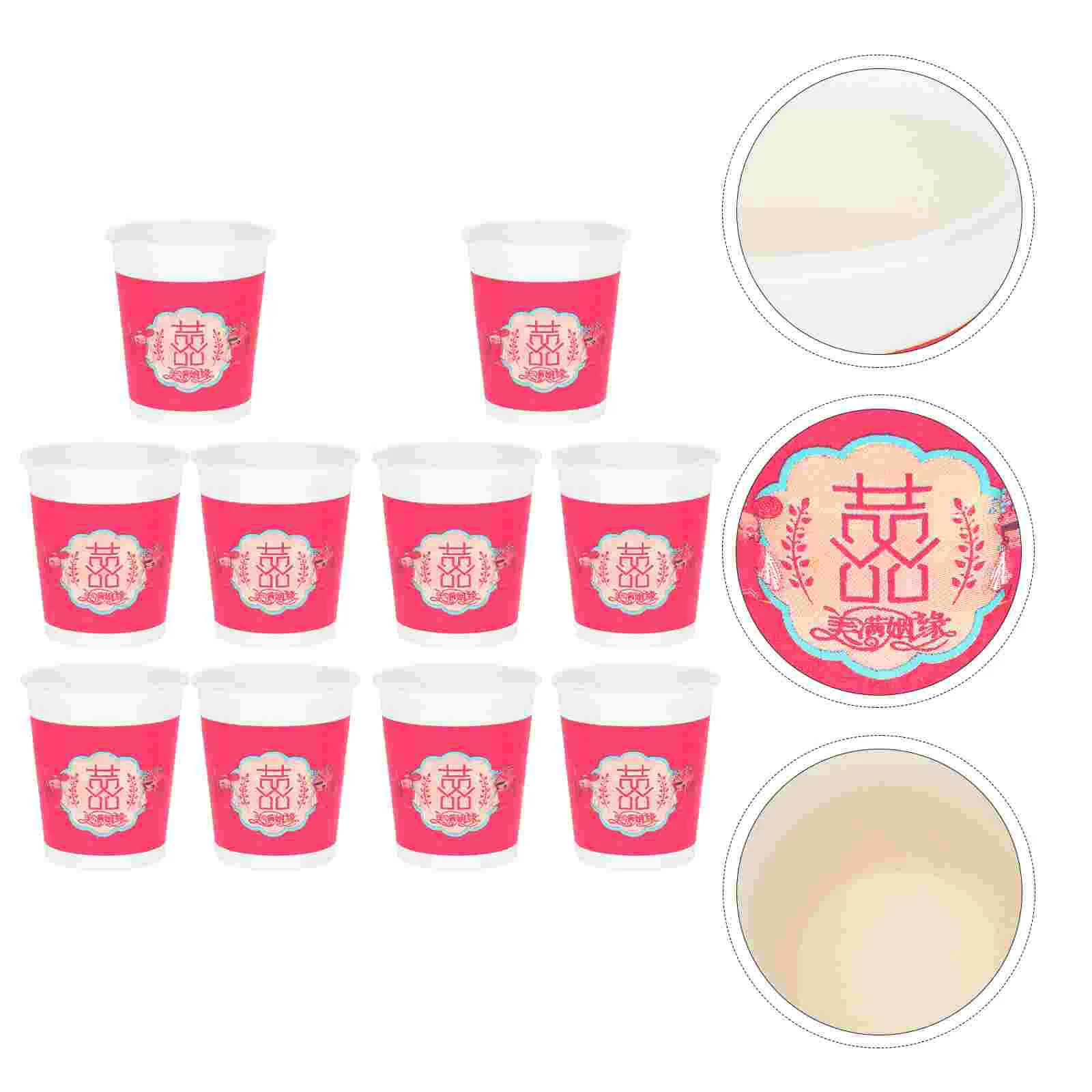 

Cups Paper Wedding Disposable Chinese Tea Cup Coffee Party Banquet Hot Oz Beverage Drinking Red Serving Water Thicken Off
