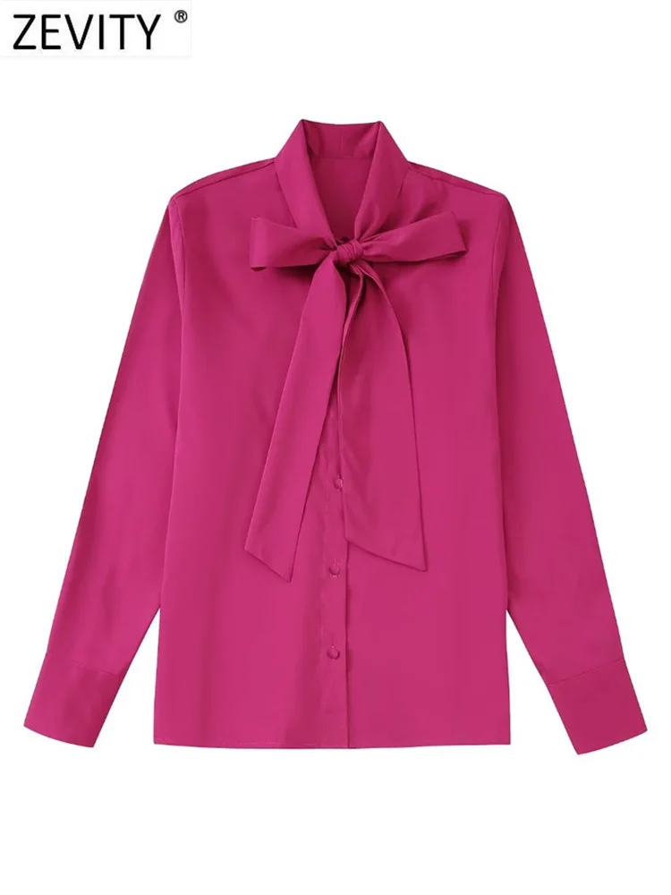 

Женская модная однотонная Повседневная Блузка Zevity с воротником-бантом, Офисная Женская рубашка с длинным рукавом, шикарная рубашка, блузки,...