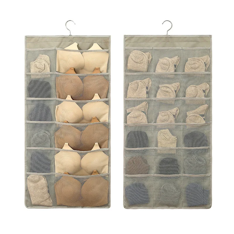 

Wall Hanging Bra Storage Bag Wardrobe Underwear Organizer Multifunctional Socks Storage Bag Large Capacity Lattice Bra Organizer
