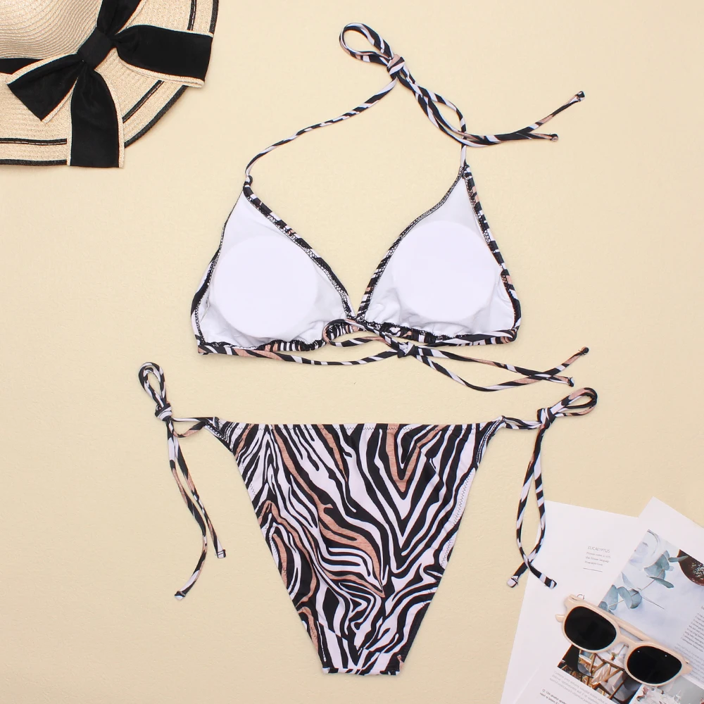 Купальник женский с принтом тигровой кожи купальный костюм из двух предметов