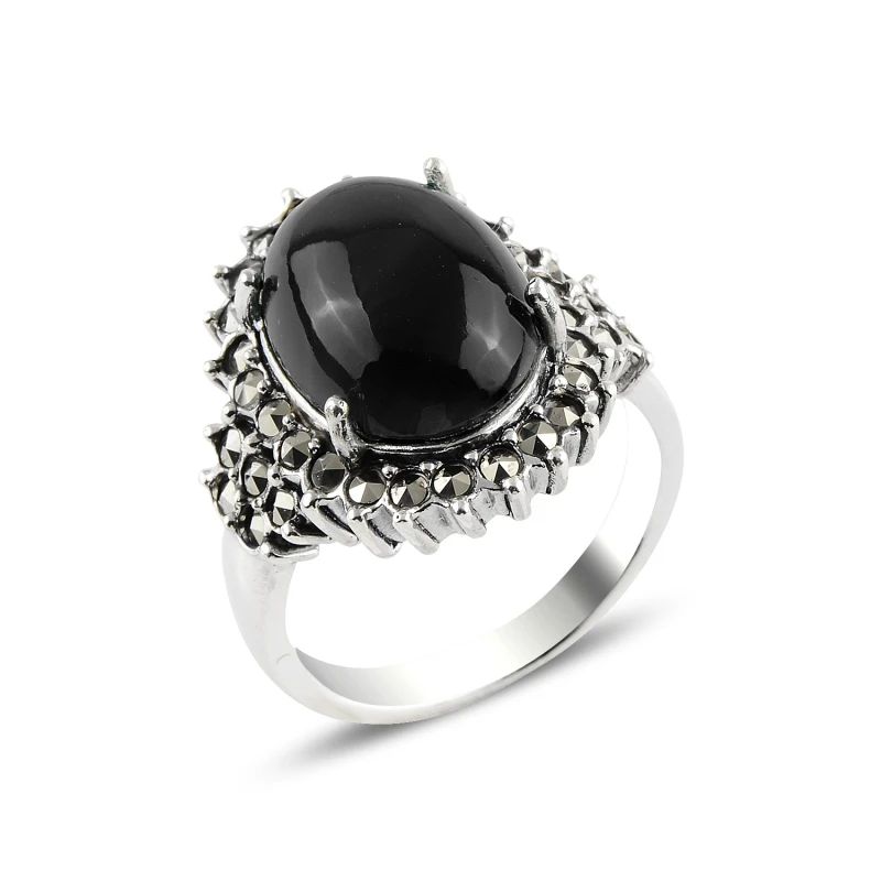 

Серебряное кольцо 925 пробы Onyx & Marcasite