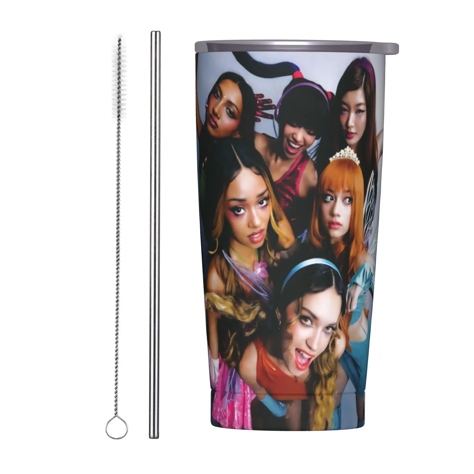 Фото Термокружка из нержавеющей стали Katseye Kpop Girl Group, изолированная, для горячих напитков, автомобильная кружка, бутылка для воды для вождения №1