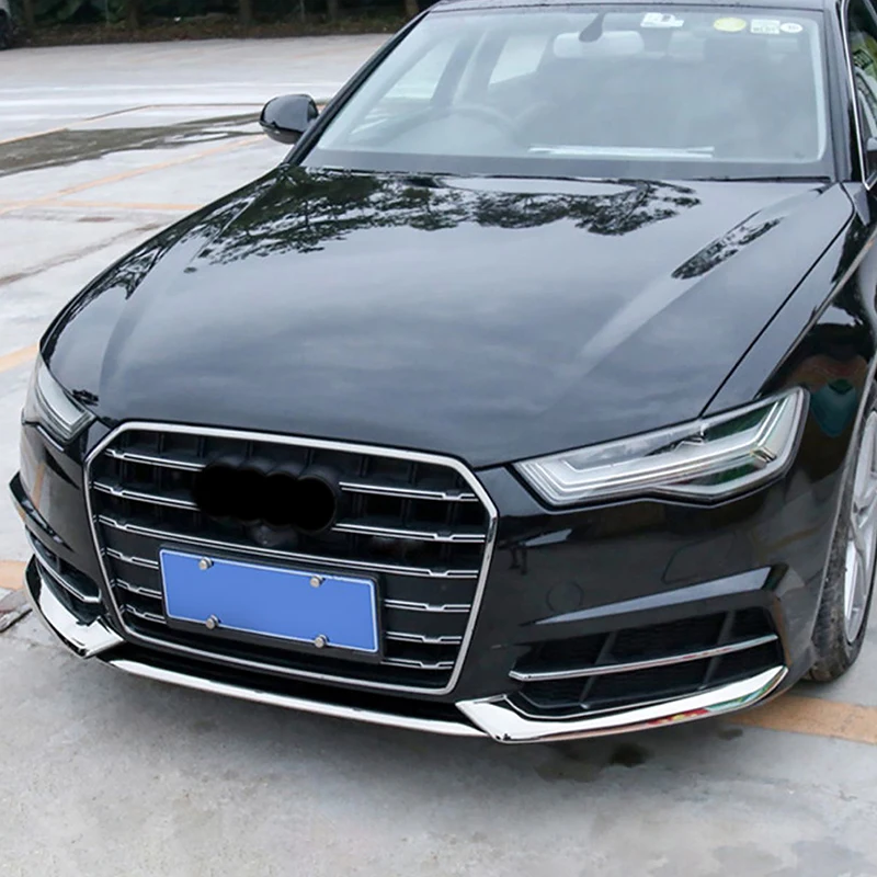 Фото Декоративные накладки на передний бампер из нержавеющей стали для Audi A6 C7 2017-2018, аксессуары для стайлинга автомобиля, наклейки для экстерьера №3
