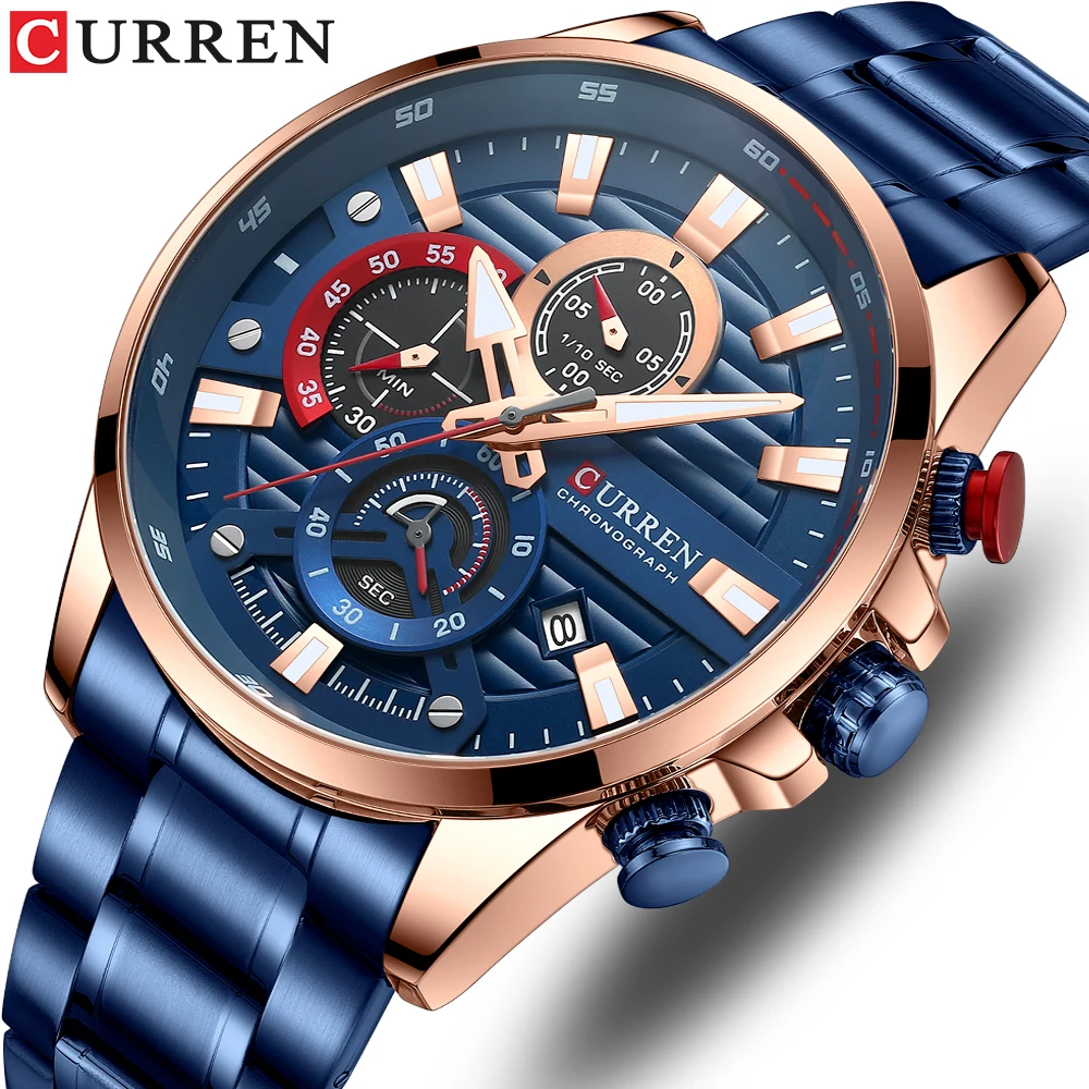 

CURREN Simple Multifunctional Quartz Watch Sport Stainless Steel Strap Business Waterproof Men's Luminous Watch Reloj Hombre