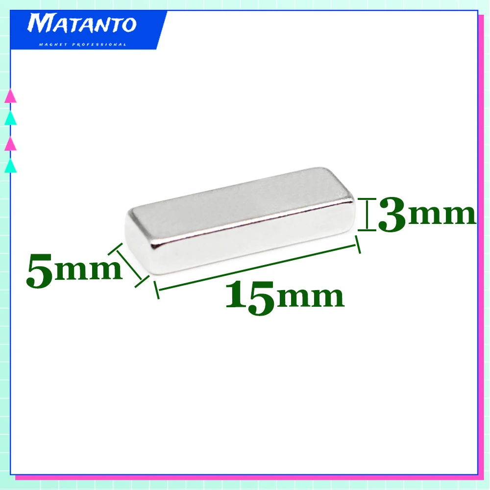 

10/20/50/100/150/200/300PCS 15x5x3 Quadrate Small Magnets N35 Block Rare Earth Neodymium Magnet 15x5x3mm Permanent Magnet 15*5*3