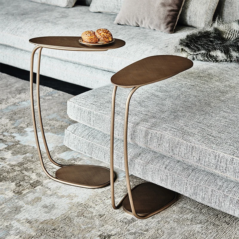 

italian minimal c shape creative movable small coffee table metal simple sofa side table