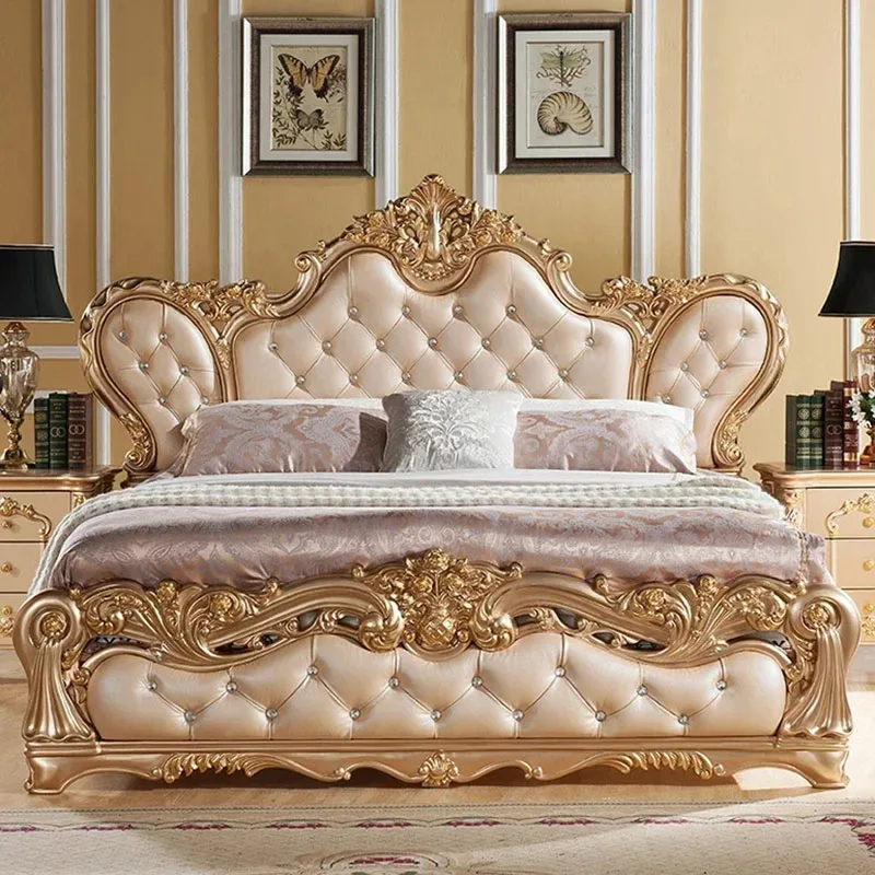 

modern Nordic Luxury Bed master queen King Modern salon Bed Wood bedroom Leather Letto Matrimoniale Multifunzione Furniture