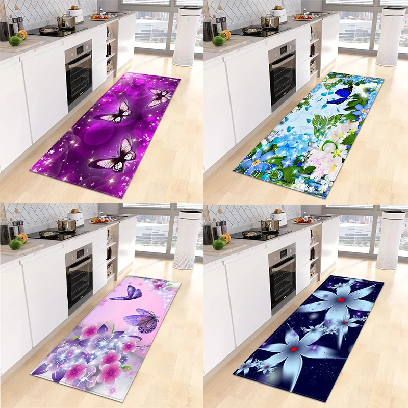 Разноцветные бабочки ЦВЕТЫ Print Home Kitchen Floor Mat Door Front Decoration