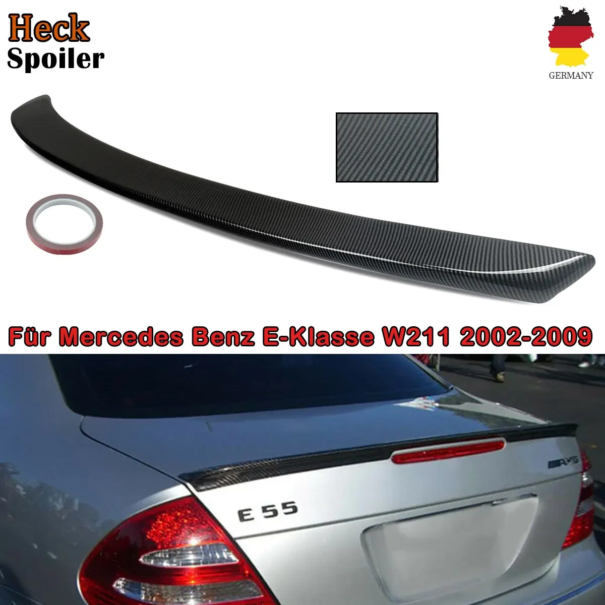 

MagicKit для 02-09 Mercedes Benz W211 седан E-Class спойлер для багажника губа карбоновая окрашенная