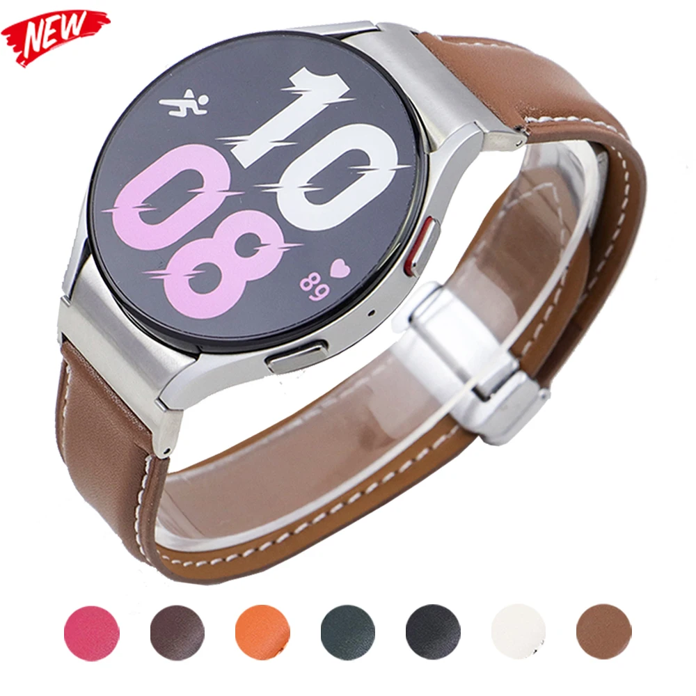 

No Gaps Leather Strap for Samsuang Galaxy Watch 6/5/4 40 44mm 20 22mm Quick Fit Band for Galaxy Watch 6 4 classic 43 47mm