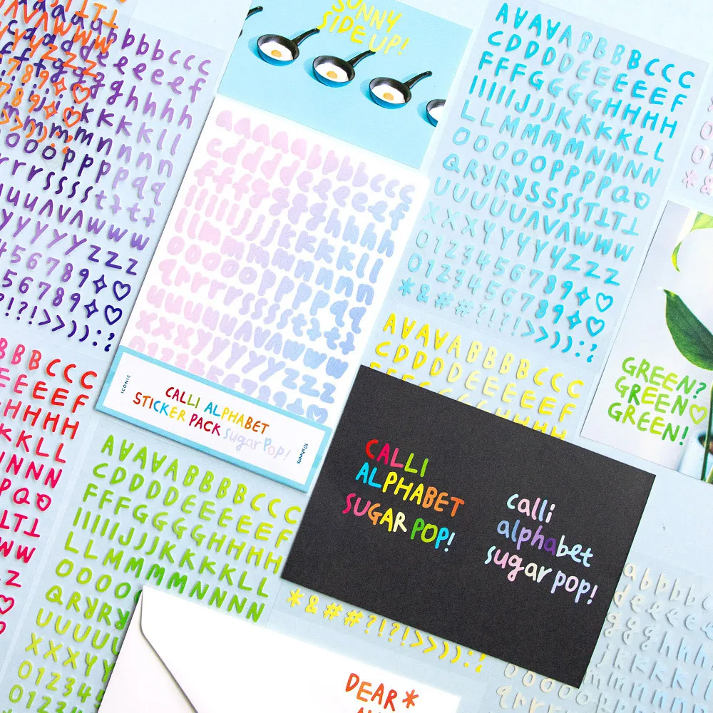 10 pçs gradiente colorido números do alfabeto adesivos decorativos material adesivo scrapbooking rótulo diário copo telefone agenda