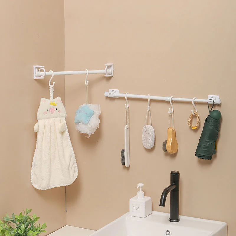 

Bathroom Towel Rod Curtain Rod Holder Free Punching Sticky Bracket Clip Crossbar Home Door Curtain Telescopic Rod Sticky Hook