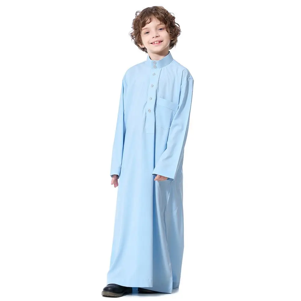 2023 New Children Robe Long Sleeves Teenager Muslim Clothing Boys Kaftan Islamic Middle East Arab Jubba Thobe Seasons