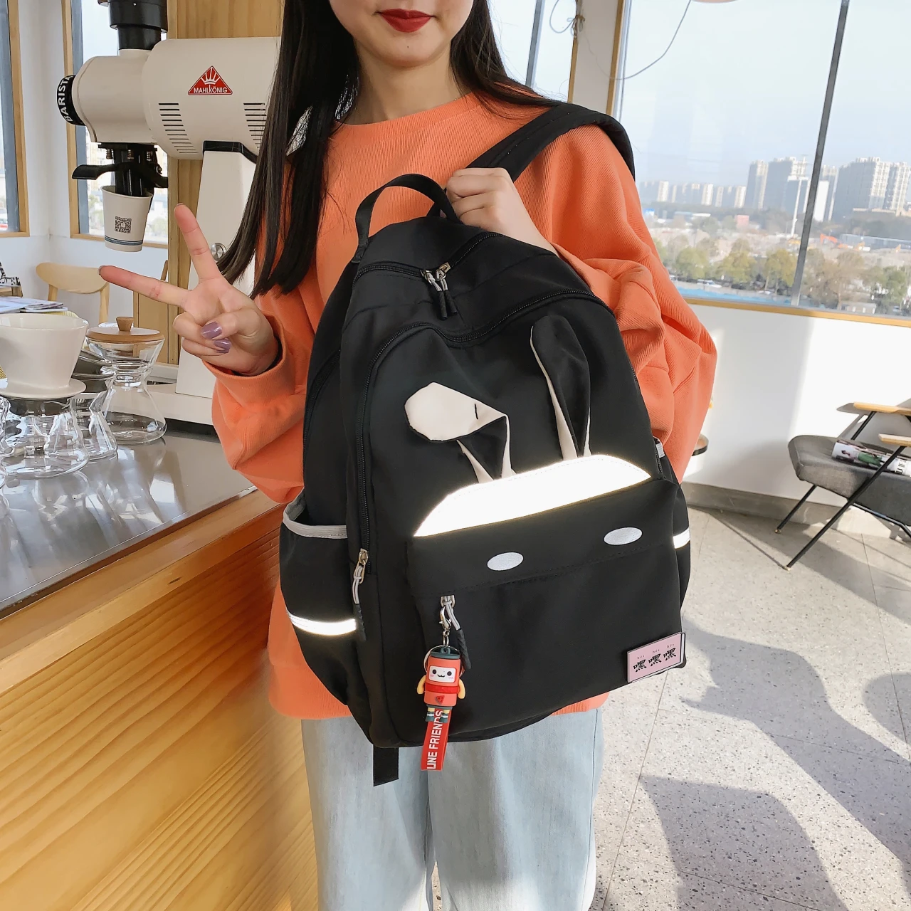 Светоотражающие полосы кролика женские рюкзаки рюкзак для ноутбука для средних студентов рюкзак в Корейском стиле школьный рюкзак для дев...